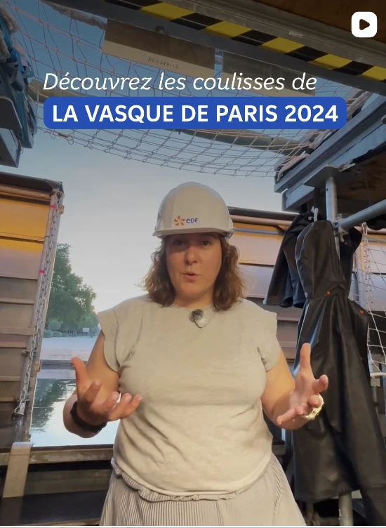Publication Instagram EDF présentant les coulisses de la Vasque de Paris 2024.