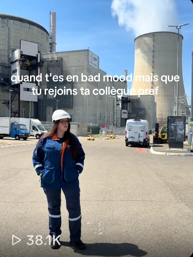 Exemple TikTok du réseau ambassadeur EDF, incarné par une collaboratrice sur le terrain.