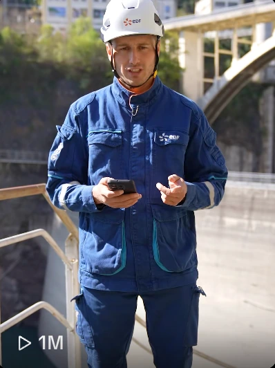 Vignette TikTok EDF présentant un salarié et son métier sur le terrain.